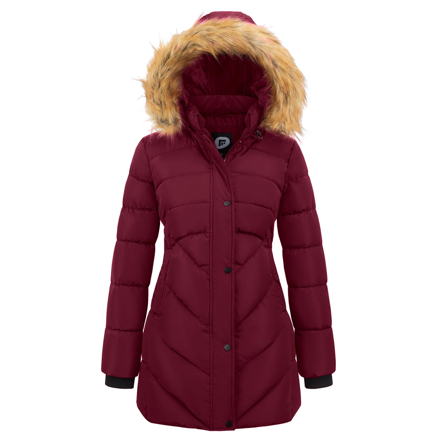 Women's Winter Thicken Coat Warm Long Puffer Jacket with Faux Fur Removable Hood Waterproof Insulated Jacket